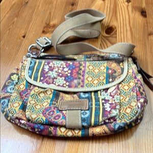 Fossil faded boho Red, purple and Yellow Crossbody Bag with vintage Design